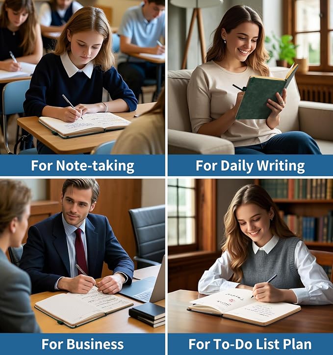 Lined Journal Notebook for Women Men, A5 Hardcover Leather Journals for Writing, 200 Pages Thick Paper, Daily Journal Notebook for Work, School, Note Taking, Business, Travel, College Ruled