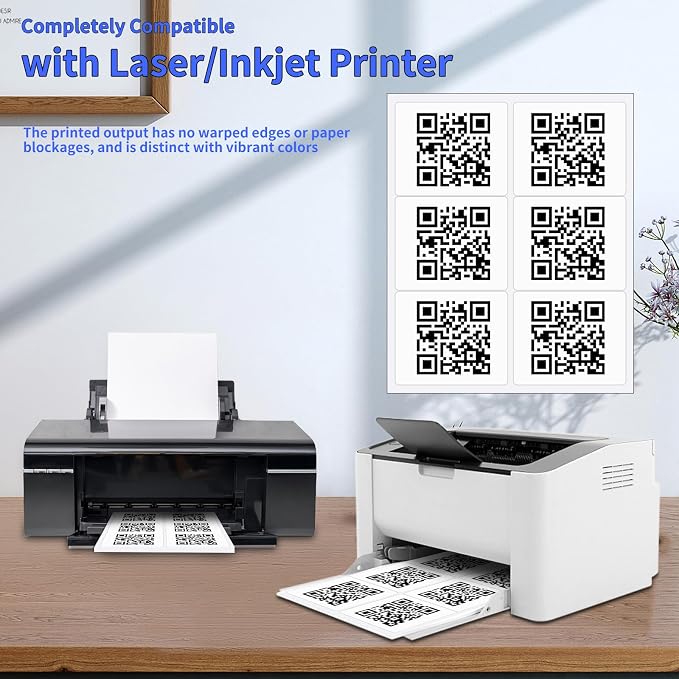 White Shipping Labels, 30 Sheets (180 Labels), 3-1/3" x 4", Address Labels, Laser & Inkjet Printers Compatible