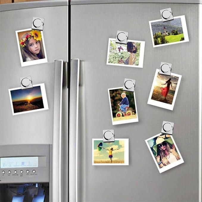 Square Strong Magnetic Clips, 1.2"-16 Pcs, 30 mm, Black, Refrigerator Magnet Clips, Magnets, Office Supplies, Photo Displays