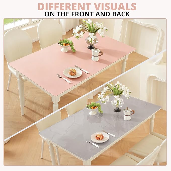 OstepDecor Pink Table Protector 16 x 48 Inch, 1.5mm Thick Plastic Table Cover Protector, PVC Table Top Protector, Waterproof Desk Mat Pad for Desktop, Coffee & Dining Room Table