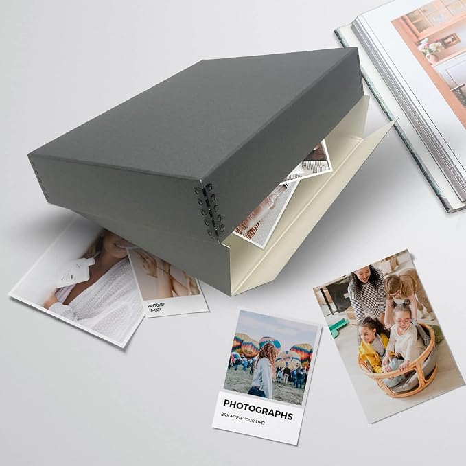 Lineco Drop Front Archival Storage Box, 11.75x15.25x3 in, Gray, 2 Pack | Acid-Free with Metal Edge, Preserves Picture Longevity, Organize Photos, Newspapers, Prints, Documents, Crafts, DIY