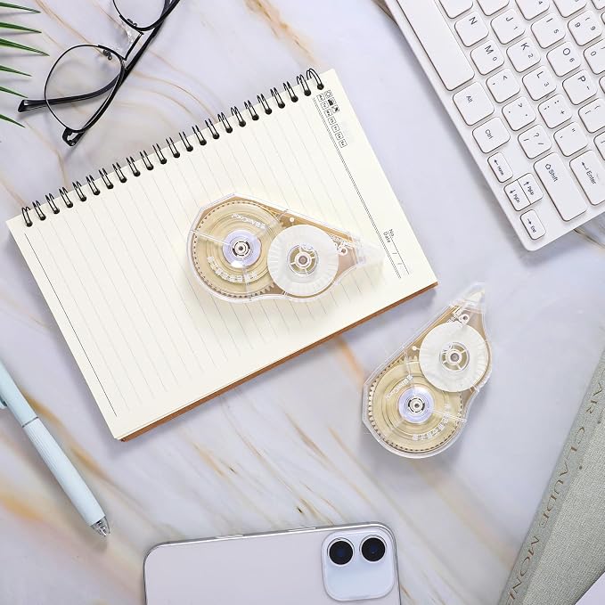 4 Pieces 100 Ft Long Correction Tape, Tear-Resistant Beige Correction Tape Smooth Glide Quick Dry Correct Tapes for School Office Supplies, Crafting, Note Taking, Journal