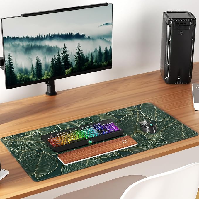 KTRIO Large Gaming Mouse Pad, Desk Mat, 31.5 x 15.7 in, Golden Leaves, XXL | Smooth Micro-Weave Surface, Artistic Pattern Design, Non-Slip Rubber Base, Durable Stitched Edges, Office & Home Use
