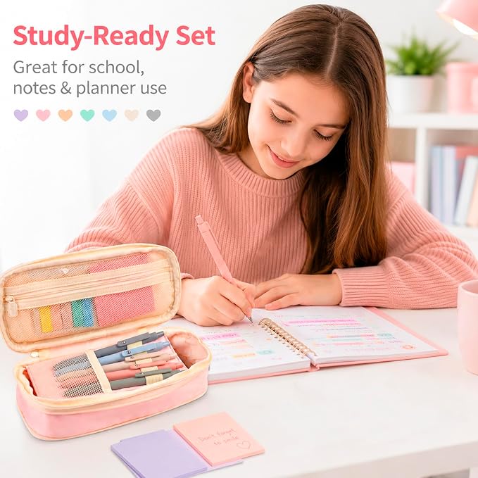 Aesthetic School Supplies Pen Highlighter - Bible Writing Correction Set | 27 Pcs Cute Stationery Set Bible Note Taking Supplies Aesthetic Highlighter Pencil Case Bag Study Supplies for School College