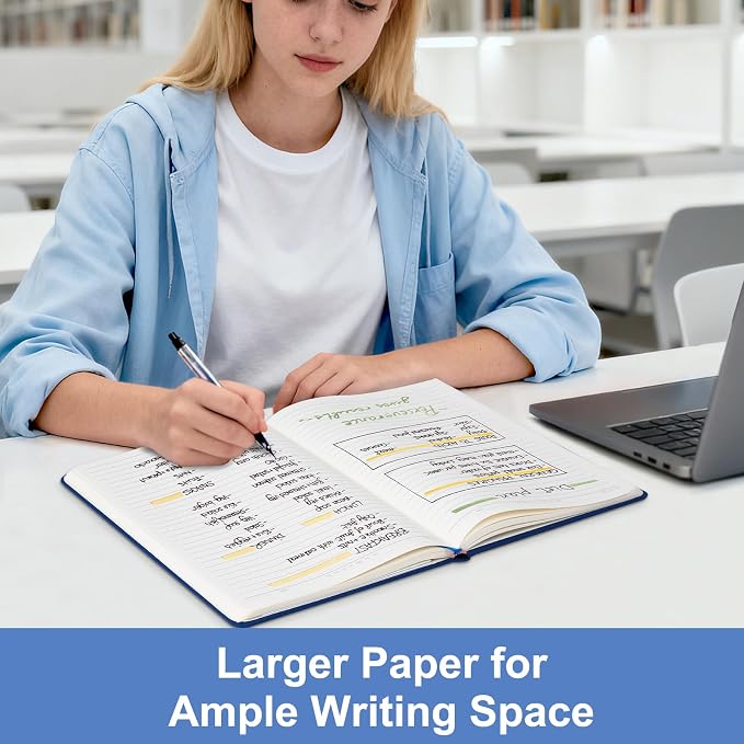 Comix B5 Lined Journal Notebooks, 208 Pages, 6.9 x 9.8 Inches, Navy Blue, Hardcover Journaling Notebooks for Men & Women- Fits for Office, Business, School, Notes Taking & Writing