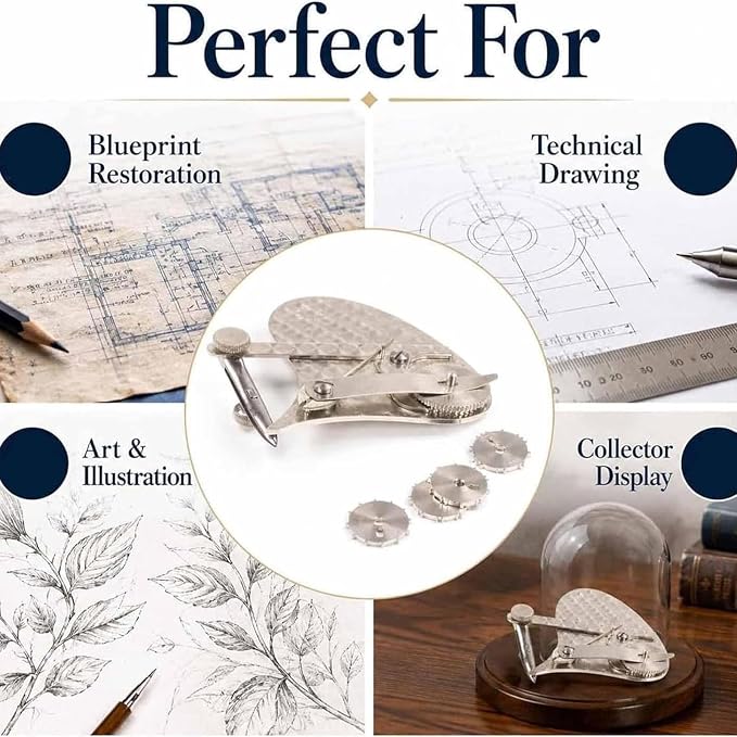 Mechanical Gear Train Ruling Pen, Vintage Precision Dotting Pen Set, The Blueprint Drafting Tool, Professional Technical Dotting PenKit for Drawing, Gift for Architects Designers (#B)