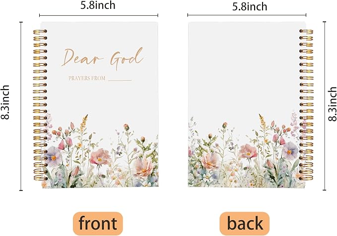 Floral Christian Notebook Journal - Dear God Prayer Journal,Christian Gifts for Women, Bible Journal Notebooks for Note Taking, Bible Journaling Notebook, Spiral Notebook 5.5x8.3