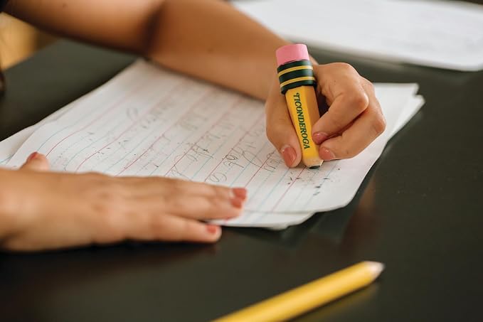 TICONDEROGA ® Erasers, Pencil Shaped, Yellow, 3 ct (38953) | Yellow, 0.75" x 2.875", #38953