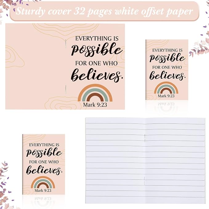 Tatuo 24 Pcs Boho Christian Affirmation Mini Notebook for Women Religious Motivational Notepads Bible Verse Pocket Journal Inspirational Scripture Notepads VBS Volunteer Appreciation Gifts, 3.3x4.7 In