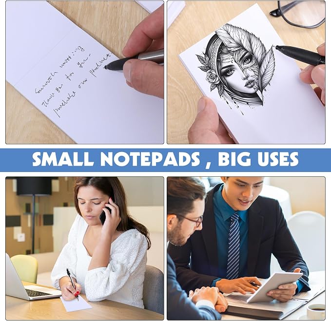 Thboxes 10 Pack 3" x 5" Blank Note Pads, 50 Sheets Each | 80gsm FSC Paper, Top Glue Binding, Cardboard Backing, Compact Memo Pads for Office, School, Home, Server Use