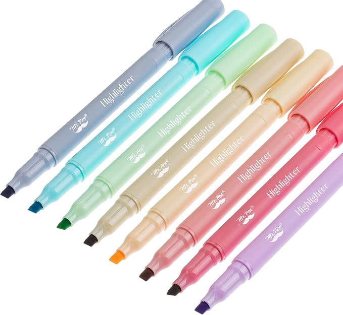 Mr. Pen- Dual Tip Highlighters, 8 Pack, Fine & Chisel | Cute Highlighters Assorted Colors, Dual Tip Markers