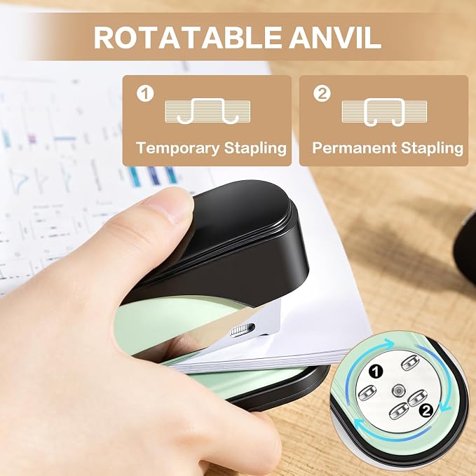 Deli Stapler Heavy Duty, Full Strip Staplers for Desk with 2000 Staples and Staple Remover, 50 Sheet Capacity, No Jam, Non-Slip Office Stapler with Staples for Office, Classroom, Green