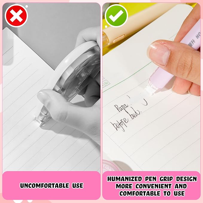 Gersoniel 25 Pack Correction Tape Pen Correctional Ink Tape Push Pull Protective, Easy to Use Applicator for School Office Supplies, 0.2 x 236 Inch (Dessert Color)