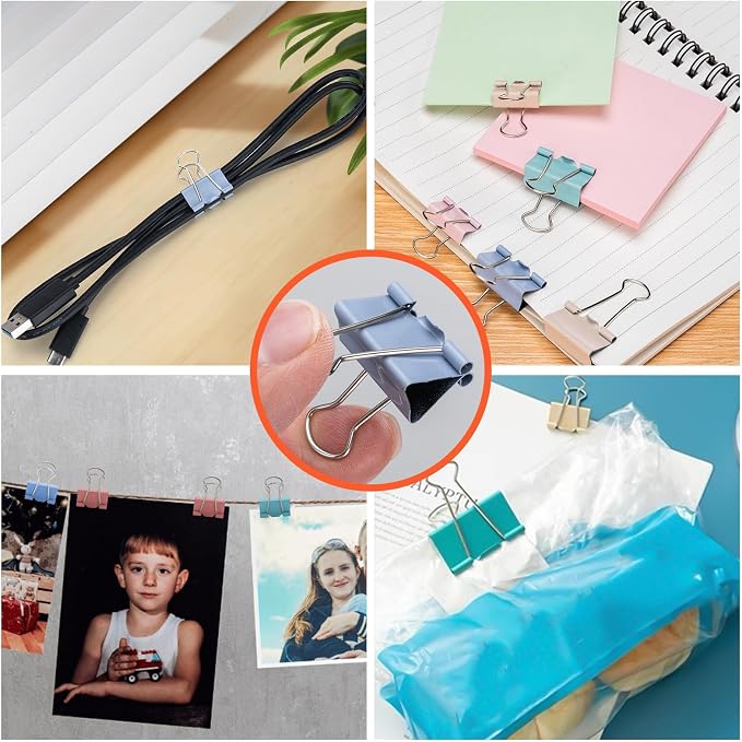 284 PCS Office Clips Set Small Medium Large Binder Clips and Paper Clips Colored Assorted Sizes for Home, School and Office Supplies