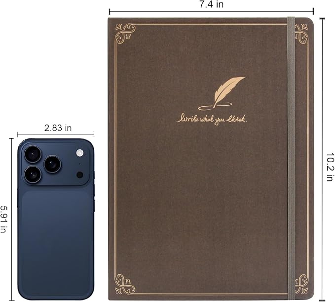 WETLOTE European Vintage Pattern Notebook - Made of sustainable and excellent quality paper,gold fabric and simple patterns, suitable for office, school and many other occasions(Line/Brown/B5)