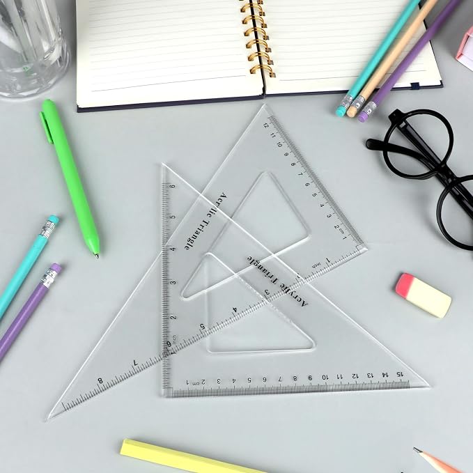 Coopay 8 Pack Large Triangle Ruler Set Square, 30/60 and 45/90 Degrees | Triangle Ruler, Triangle Hollow, Math Drawing Drafting, Back to School, School Supplies, Classroom Supplies, Office