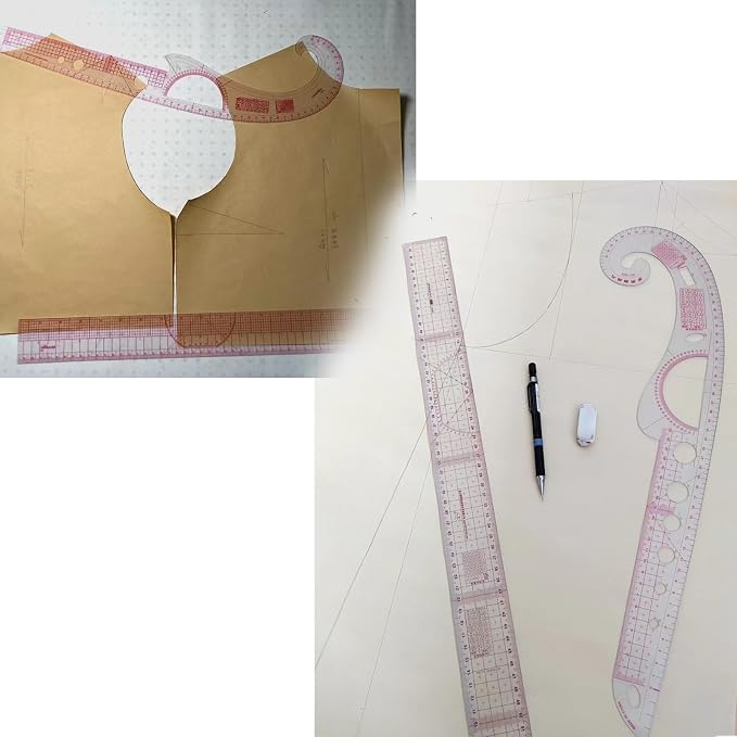 Acrylic Sewing Ruler Set,French Curve Pattern Rulers Kit for Tailors Designers Precision Pattern Making Guides Quilting and DIY Supplies (Ruler Set 1-3Pcs)