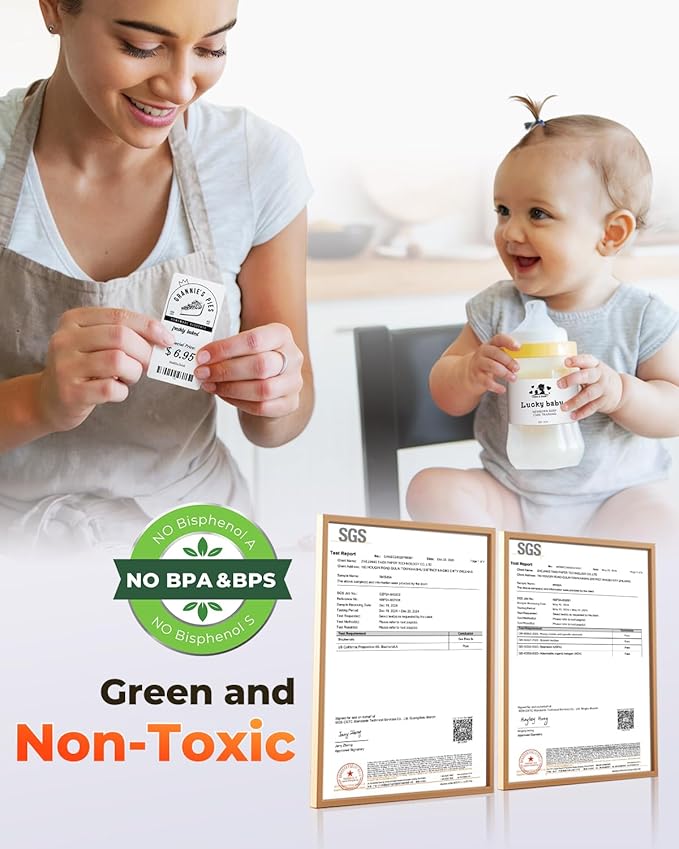 MUNBYN 4x2 Thermal Labels, 500 Sheets/1 Roll, White | Strong Adhesive & Perforated, Non BPA&BPS for Small Business, Barcode, Bakery, Inventory, Price Tag