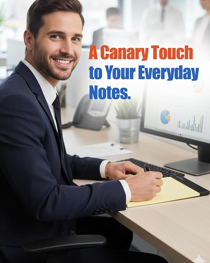 Mintra Office Canary Legal Pads - With Micro-perforated sheets, Smooth-lined paper, Ideal for Office Tasks, Assignments or Notes, Meetings, and Journaling, 3 pack Narrow Ruled, Double Pad, 8.5"x11"