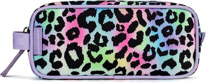 Choco Mocha Kids Pencil Case for Girls, Soft Zipper Pencil Pouch for Girls Kids Pencil Case for School, Dinosaur Pencil Bag for Girl Toddler, Pink