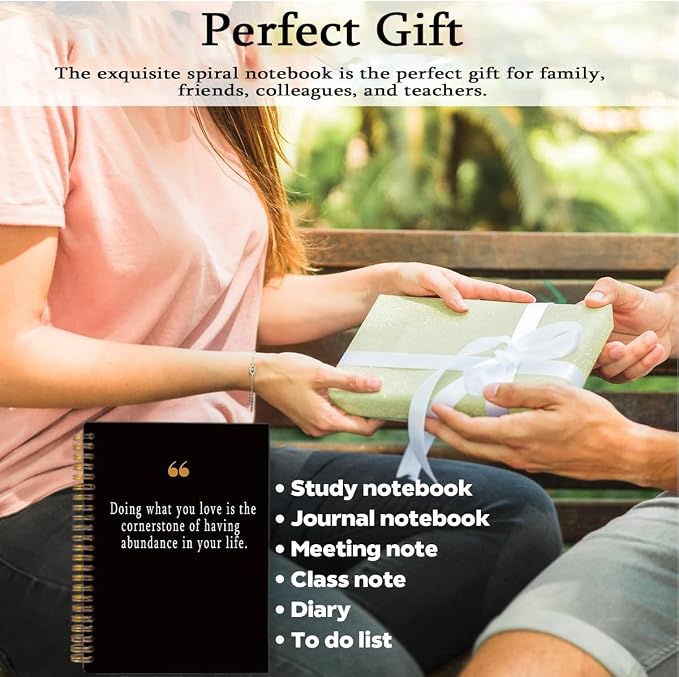 Notebook with Pen Set Positive Affirmations Gifts, A5 Spiral Inspirational Journal for Work, 160 Pages College Ruled Office Stationery, Coworker Appreciation Gift, Black & Gold