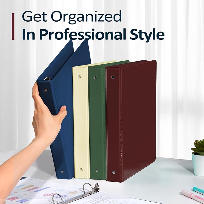 Sooez BinderX Extra Durable 3 Ring Binder, Round Ring Binders, Fits 8.5x11 Paper, Customizable View Cover with Inside Pockets, Cute Binder, 1.5", Burgundy Red