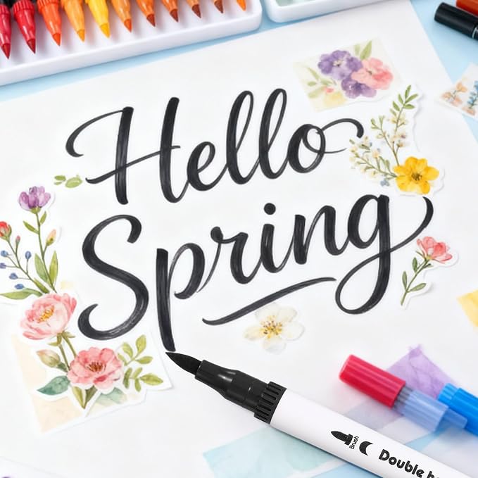 PATIKIL 12Pack Dual Brush Markers, Dark Purple Watercolor Fine and Brush Tips Pens Colored Marker Calligraphy Coloring Art Supplies Set for Coloring Book Illustration Sketching Journaling