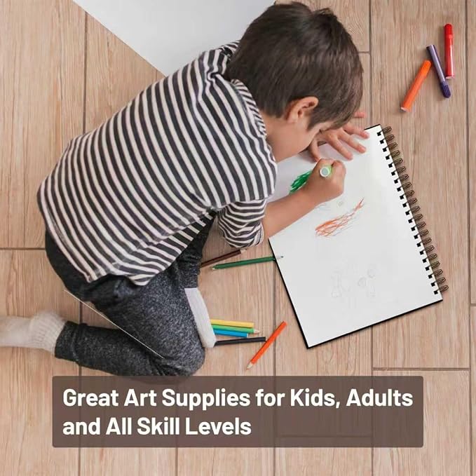 KAKKUE 11" x 14" 200 GSM Premium Mixed Media Sketchbook, 80 Sheets (160 Pages), Hardcover Spiral Bound Drawing Pad, Acid-Free Thick Artist Paper for Watercolor, Illustration & Professional Sketching
