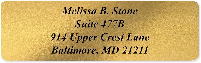 Gold Foil Personalized Return Address Labels Without Dispenser - Roll of 250 Custom Stickers