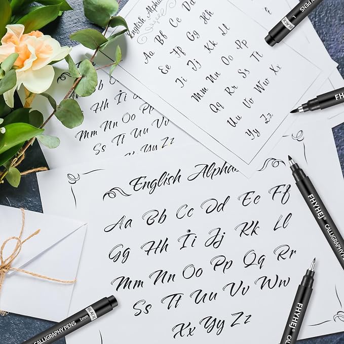 6 Size Calligraphy Brush Pens Set for Beginner Hand Lettering | Calligraphy Pens for Writing, Hand Lettering Pens, Calligraphy Kits for Beginners, Art Drawing, Sketching, Scrapbooking
