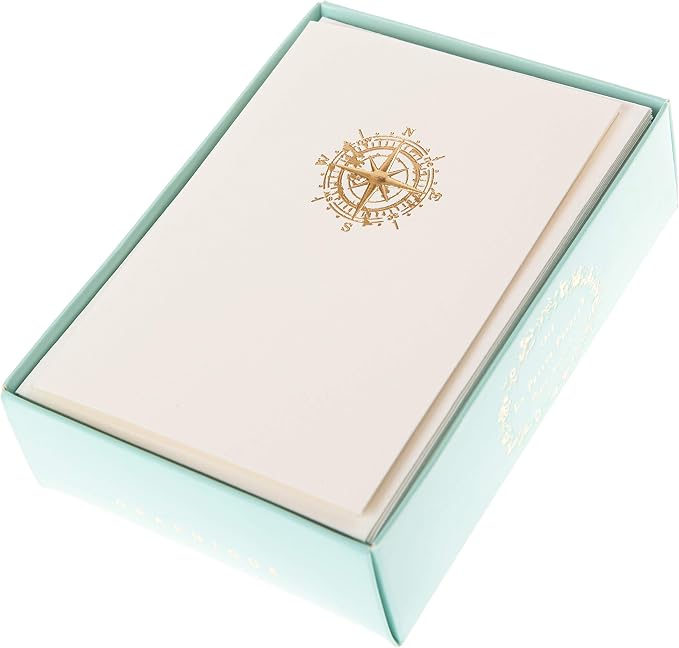 Graphique Box of Cards, Nautica - Includes 10 Cards with Matching Envelopes and Storage Box, Cute Stationery Made of Durable Heavy Cardstock, Cards Measure 3.25" x 4.75", Lpp Nautica (L1541CB)