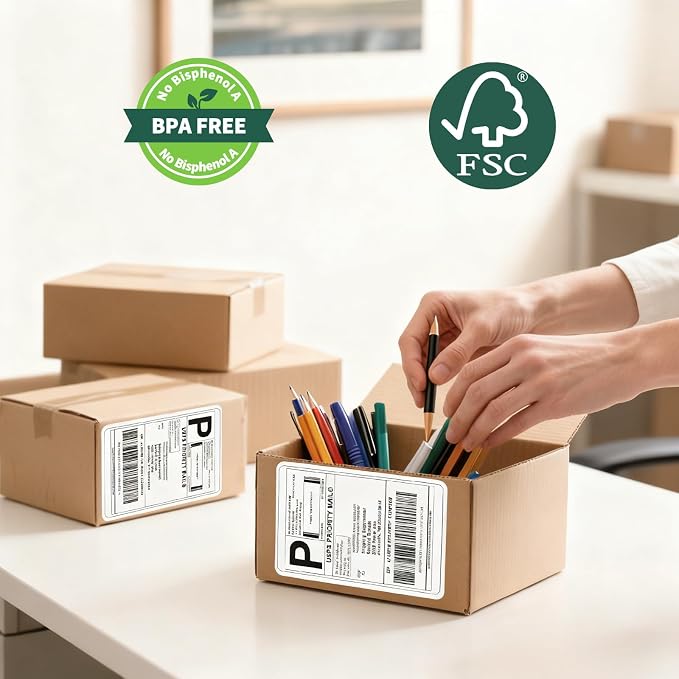 1000 4x6 Thermal Labels 500/Stack, HUOJI Shipping Thermal Labels 4x6 Fanfold Compatible with Rollo, Zebra, MUNBYN Printers (Commercial Grade)