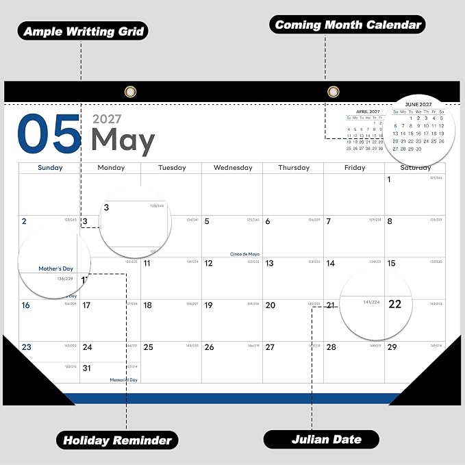 MZD8391 Desk Calendar 2026-2027, Jul 2026-Dec 2027, 17" x 12", 18 Months | Large Desktop Calendar, Big Academic Calendar, Julian Date, Monthly Planner/Wall Calendar, Home School Office Organizing Gift