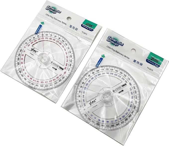 360° Protractor Pack of 2 Protactors Plastic Protractor Math Protractors Clear Protractor Ruler Drafting Tools Circle Protractor for Geometry