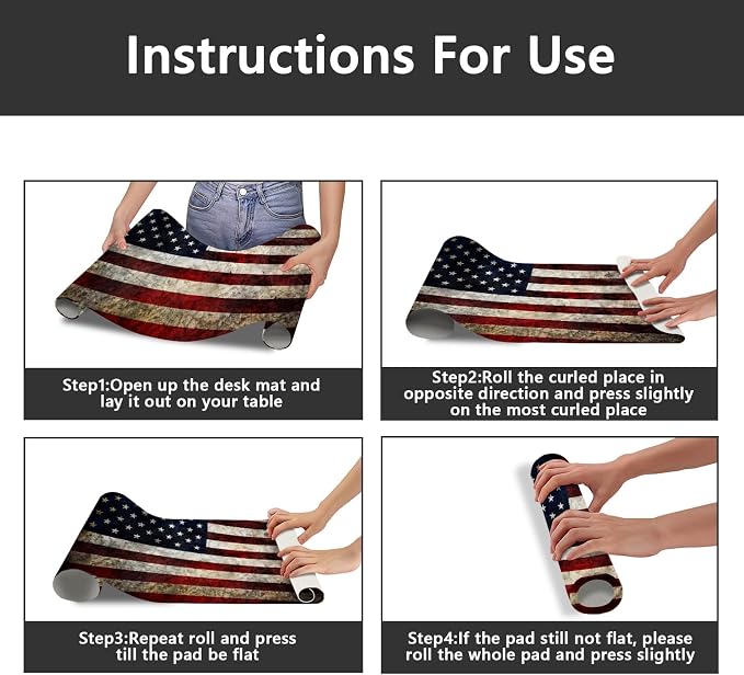 Britimes American Flag Desk Mat Deak Pad Non-Slip PU Leather Large Keyboard Mouse Pad Office Desktop Accessories for Office,Work,Home Decor(31.5"X15.7")