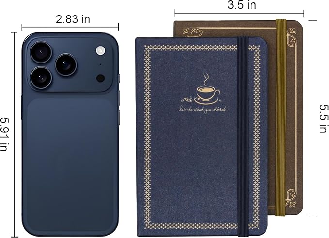 WETLOTE European Vintage Pattern Notebook - Made of sustainable and excellent quality paper,gold fabric and simple patterns, suitable for office, school and many other occasions(Brown+Blue/A6)