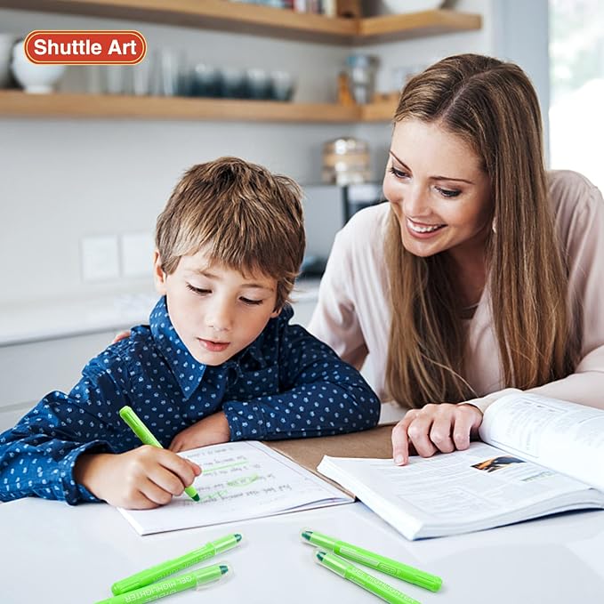 Shuttle Art 5 Pack Green Gel Highlighters,Bible Highlighters,No Bleed Through, Bible Journaling Supplies,Great for Journaling, Highlighting and Studying