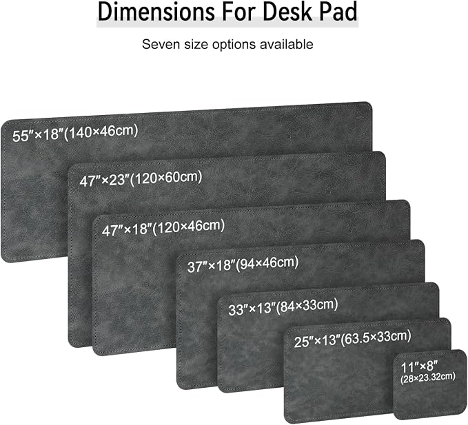 Imitation Crazy Horse Leather Desk Mat - Waterproof Desk Pad - Ideal for Large Mouse Pad and Desk Mats on Top of Desks (Gray+Dark Gray, 33"*13")
