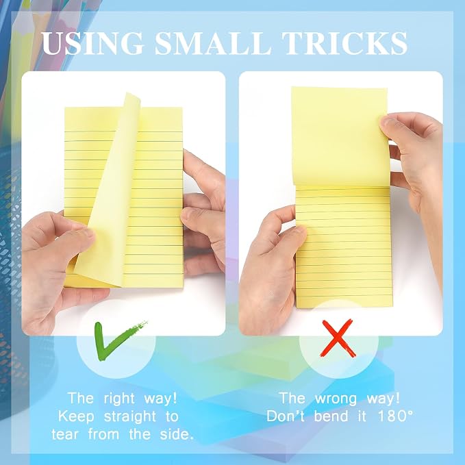 Early Buy Sticky Notes with Lines 4x6 in, 6 Pastel Color, 45 Sheets/Pad | Lined Sticky Notes