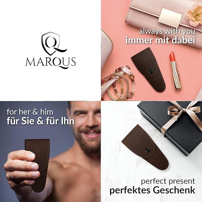 marQus Solingen Scissors - Cuticle Scissors Germany - Curved Blade, Nail Scissors Germany - Pedicure Beauty Grooming Kit for Nail, Eyebrow, Eyelash, Dry Skin - Nail sicssors, Brown Tower Point