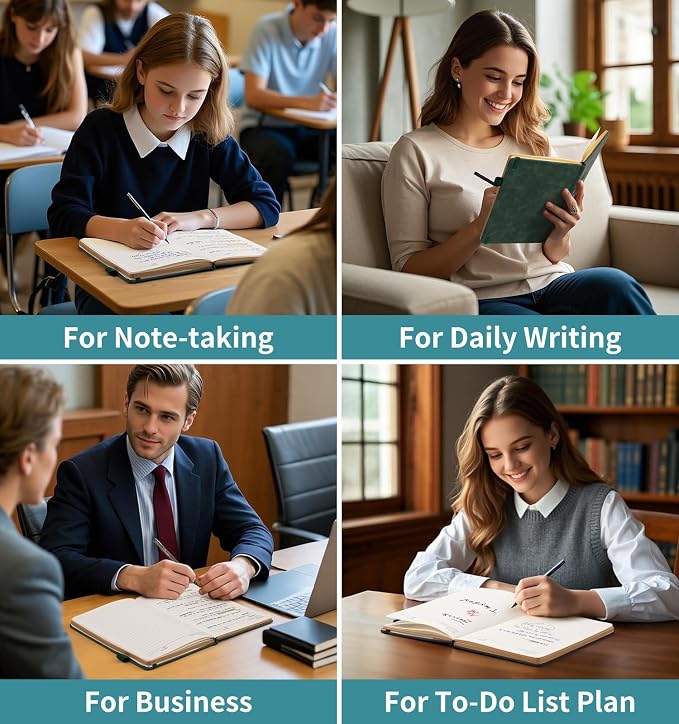 Lined Journal Notebook for Women Men, A5 Hardcover Leather Journals for Writing, 200 Pages Thick Paper, Daily Journal Notebook for Work, School, Note Taking, Business, Travel, College Ruled