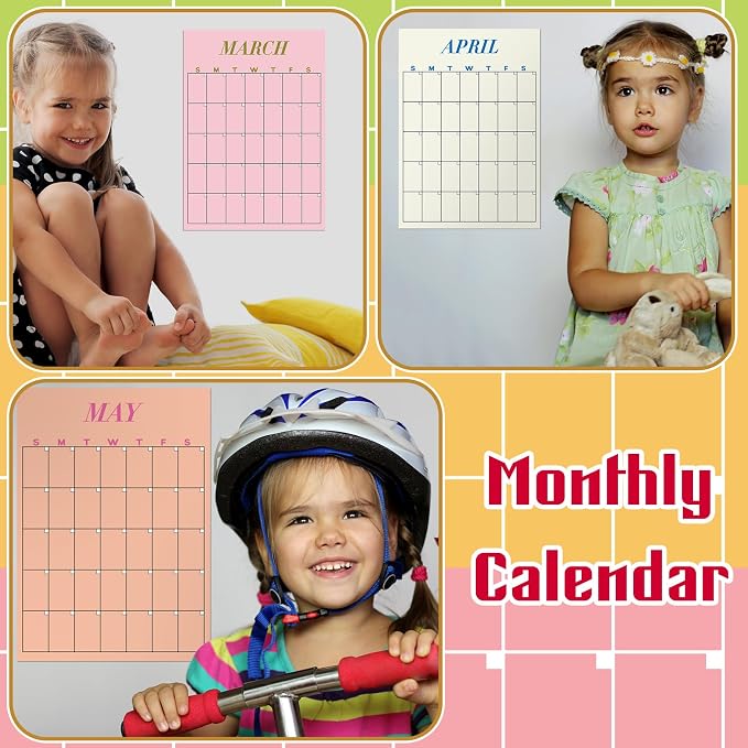 Fullhawl 12 Pcs 2026-2027 Undated Large Wall Calendar Back to School Dry Ease 12 Month Classroom Decor Reusable Calendar Yearly Blank Planner Christmas New Year Gift for Office Home (Light)