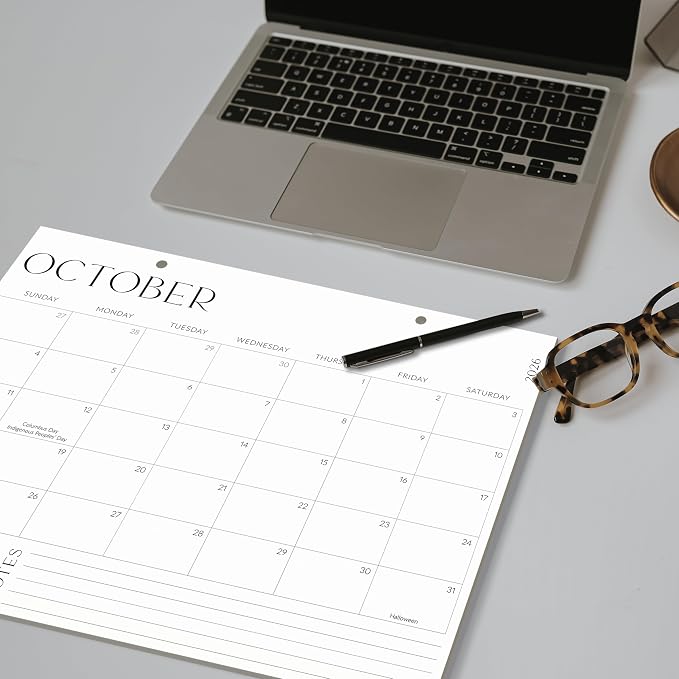 Aesthetic 2026-2027 Desk Calendar - Runs From June 2026 Until December 2027 - Large Minimalistic Office Desktop/Wall Calendar 16"x12" for Easy Organizing
