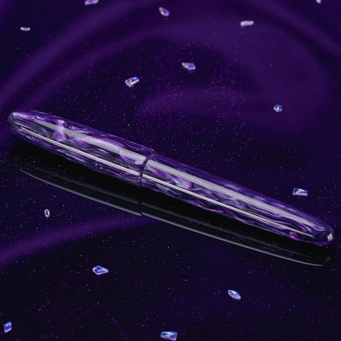 Asvine C80 Fountain Pen #8 Extra Fine Nib Large Handcraft Pen with Converter Pen Box Collection Set (Purple Ripple)