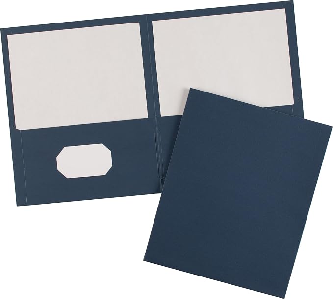 Avery Two Pocket Folders, Holds up to 40 Sheets, Business Card Slot, Ideal for Portfolios, Presentations and School, Dark Blue, 25 per Box, 125 Total (5 Packs of 47985)