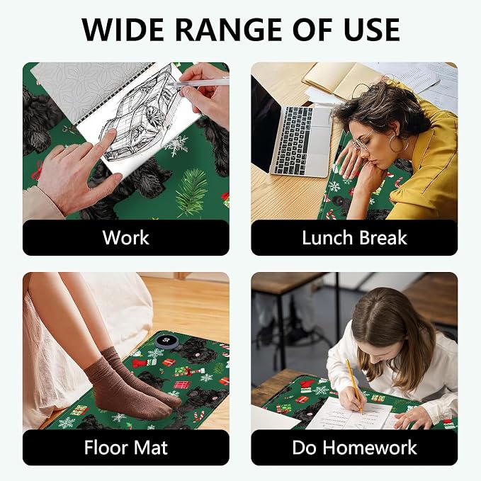 Heated Mouse Pad with 3 Levels Heated & 3 Hours Auto Shut-Off Mouse Pad for Warming Hands in Office Home, 23.6" x 14.2"Large Safe Desk Mat Hand Warmer Dog