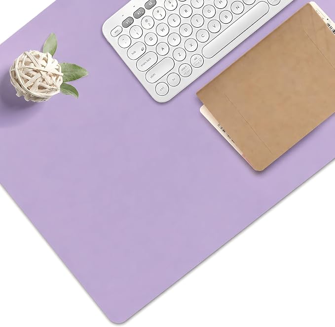Mouse Pad and Keyboard Wrist Rest (31.5×15.7 Inches, Purple) | PU Leather Desk Mat