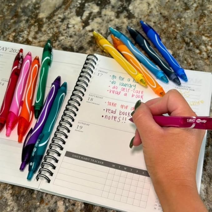 BIC Gelocity Quick Dry Assorted Colors Gel Pens, Medium Point (0.7 mm), School Supplies for Color-Coding Notes, with Full Grip, 12-Count Pack in Assorted Colors