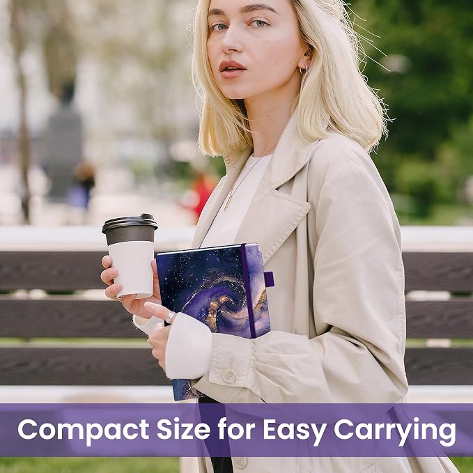 Taja Lined Journal Notebook for Women & Men, Hardcover Leather Journal for writing, A5 College Ruled Notebook for Work & Note Taking, Perfect for Office School Home Supplies, 160 Pages, Cosmic Amethyst