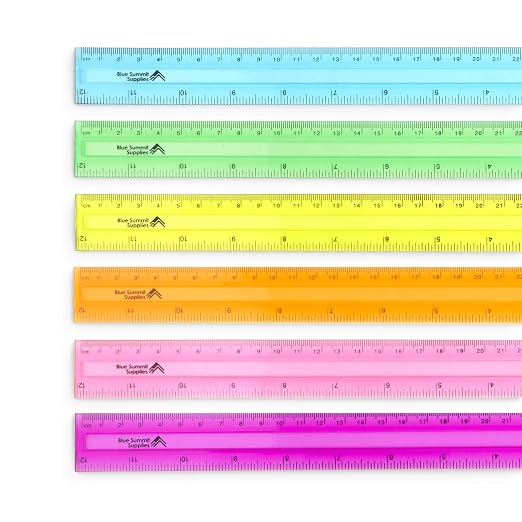 Blue Summit Supplies 30 Plastic Rulers Bulk for Classroom, Bulk Ruler 12 Inch for School, Home, or Office, Metric and Imperial, Clear Plastic Rulers 12 Inch, Assorted Colors